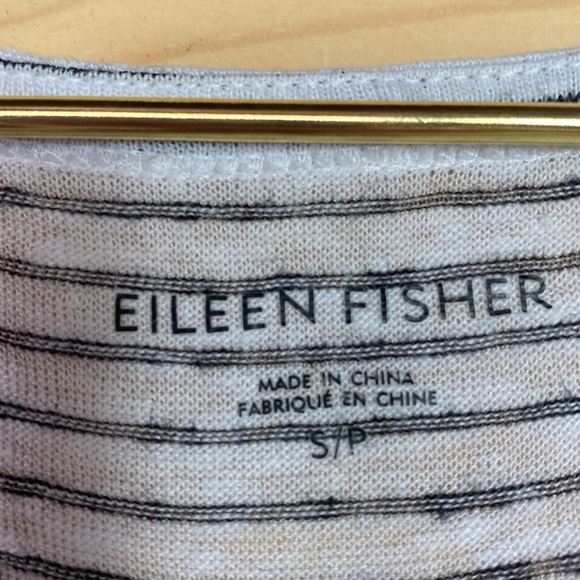 Eileen Fisher striped 100% Linen 3/4 sleeve tee size S - Picture 3 of 10